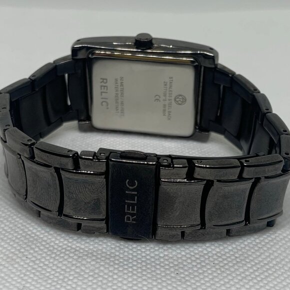 Relic men black tone watch date 50MWR 31mm rectangle case Quartz 8” running - Picture 6 of 8